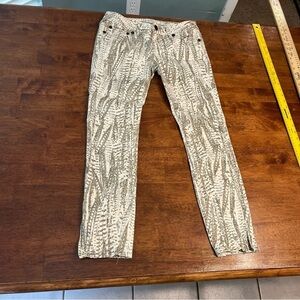 Free People cream Beige design denim pants stretch size 26